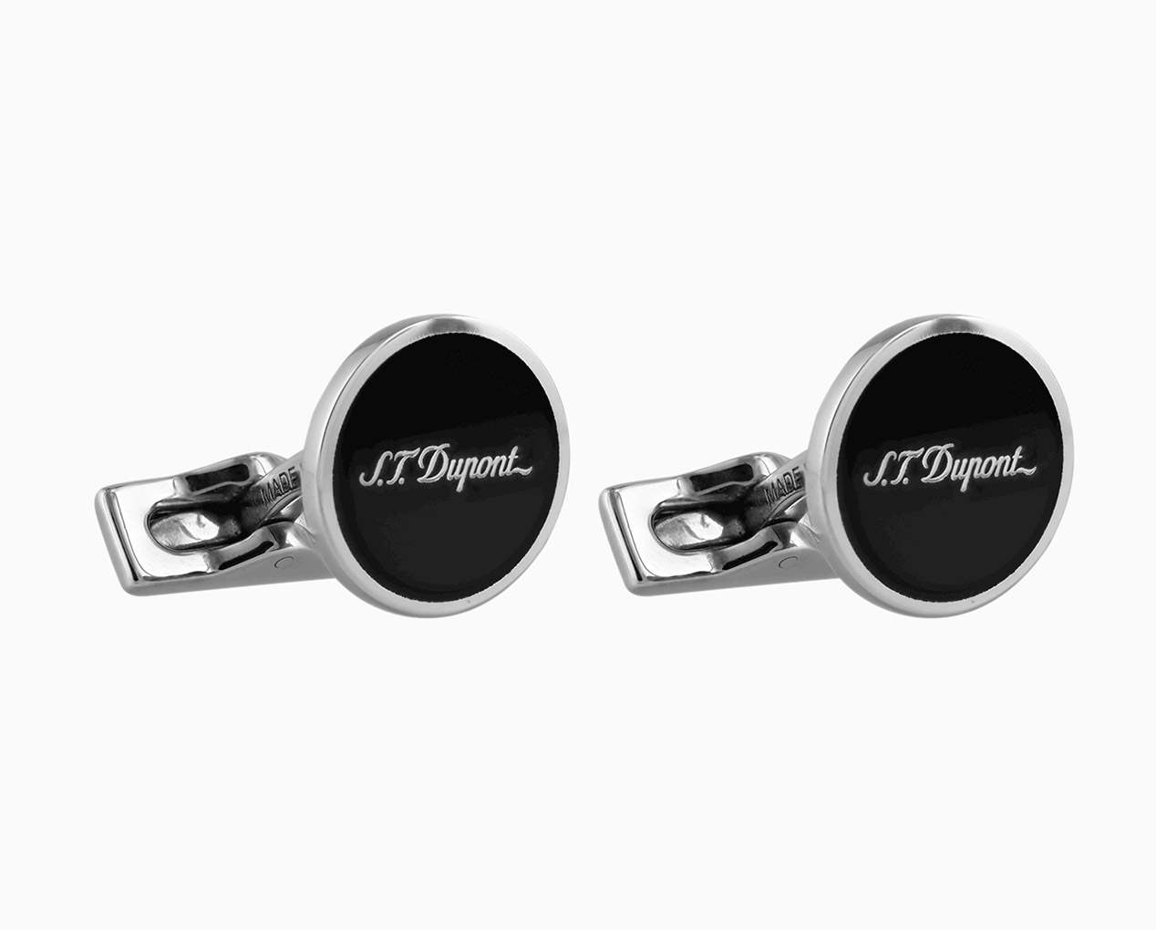 S.T. DUPONT BLACK LACQUER/SILVER CUFFLINKS 005832