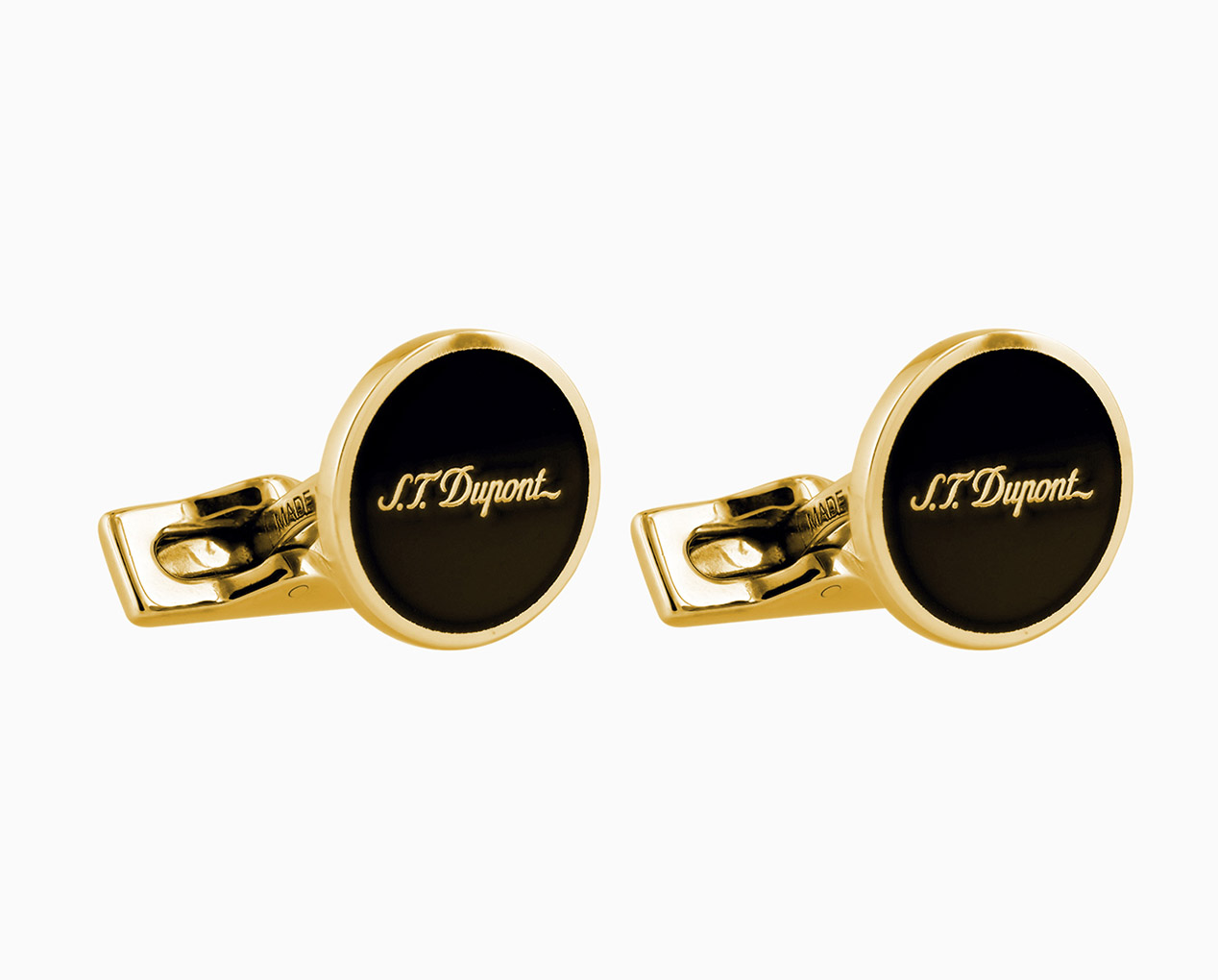 S.T. DUPONT BLACK LACQUER/YELLOW GOLD CUFFLINKS 005833