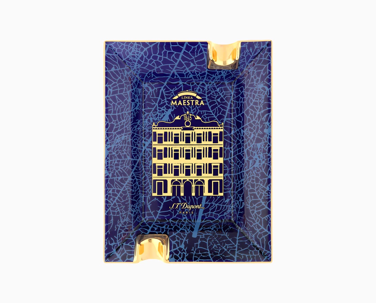 S.T. DUPONT PARTAGÁS LÍNEA MAESTRA BLUE / YELLOW GOLD LIMITED EDITION ASHTRAY 006495