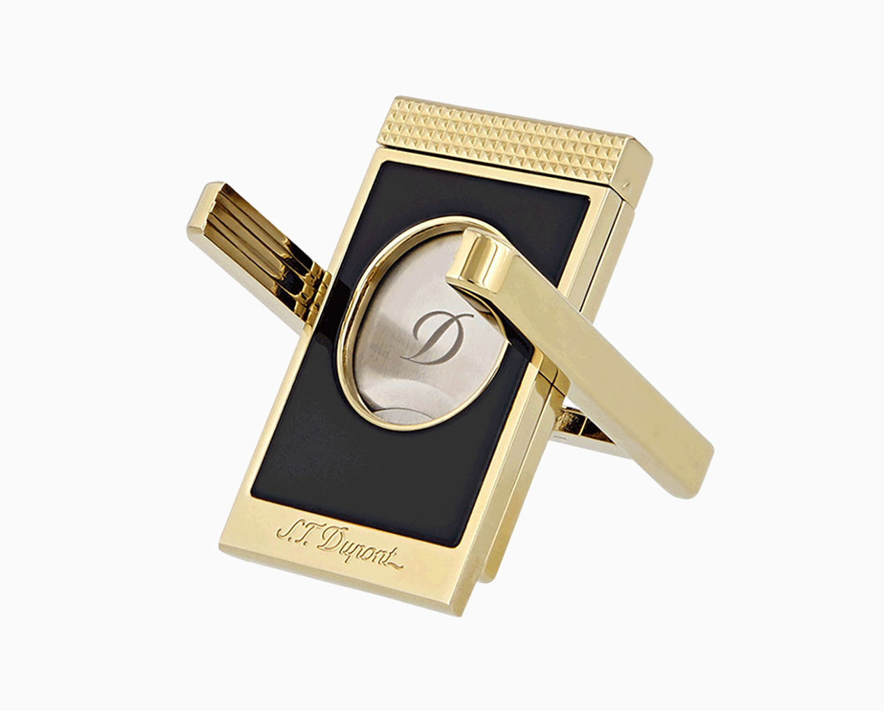 S.T. DUPONT STAND BLACK/GOLD YELLOW CIGAR CUTTER 003393