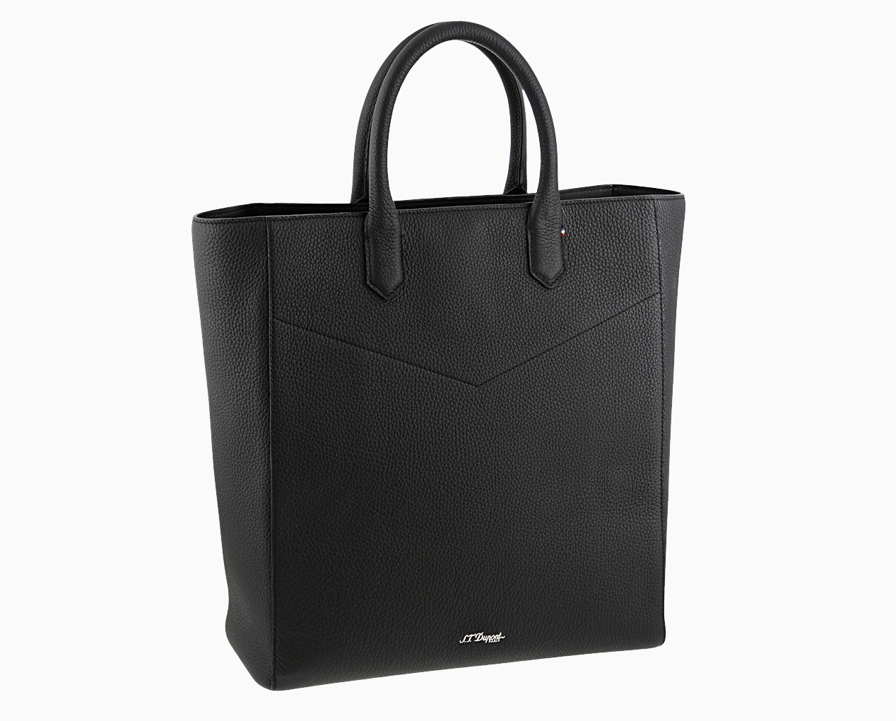 S.T. DUPONT BLACK GRAINED LEATHER SHOPPER TOTE BAG 141005