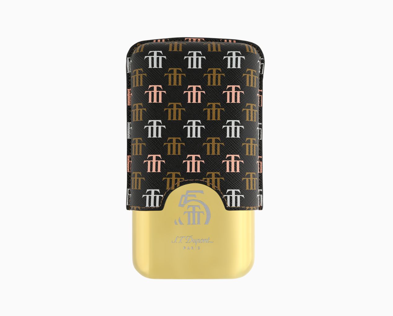 S.T. DUPONT TRINIDAD BLACK/GOLD YELLOW LIMITED EDITION FOR THREE CIGARS CIGAR CASE 183477
