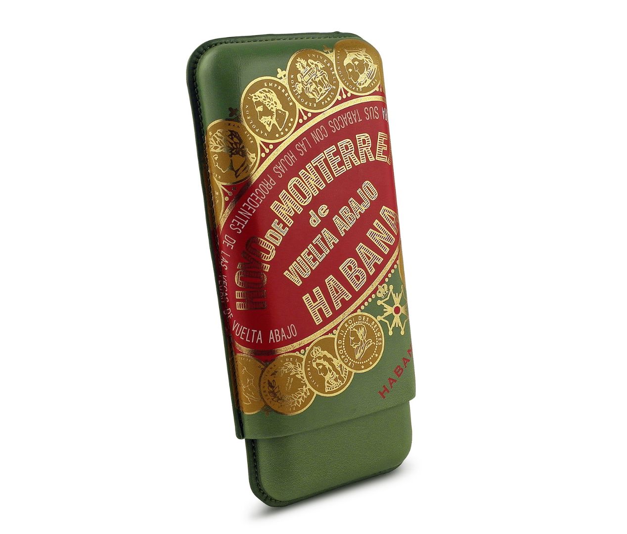 PORTASIGARI ASTUCCIO HABANOS HOYO DE MONTERREY STAMPATO IN PELLE PER TRE SIGARI