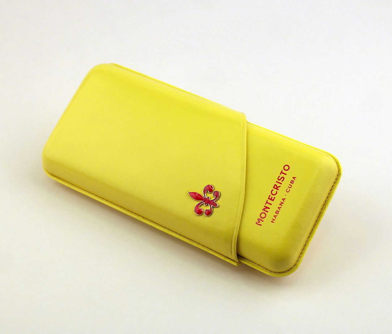 PORTASIGARI ASTUCCIO HABANOS MONTECRISTO GIALLO IN PELLE REGOLABILE PER TRE SIGARI