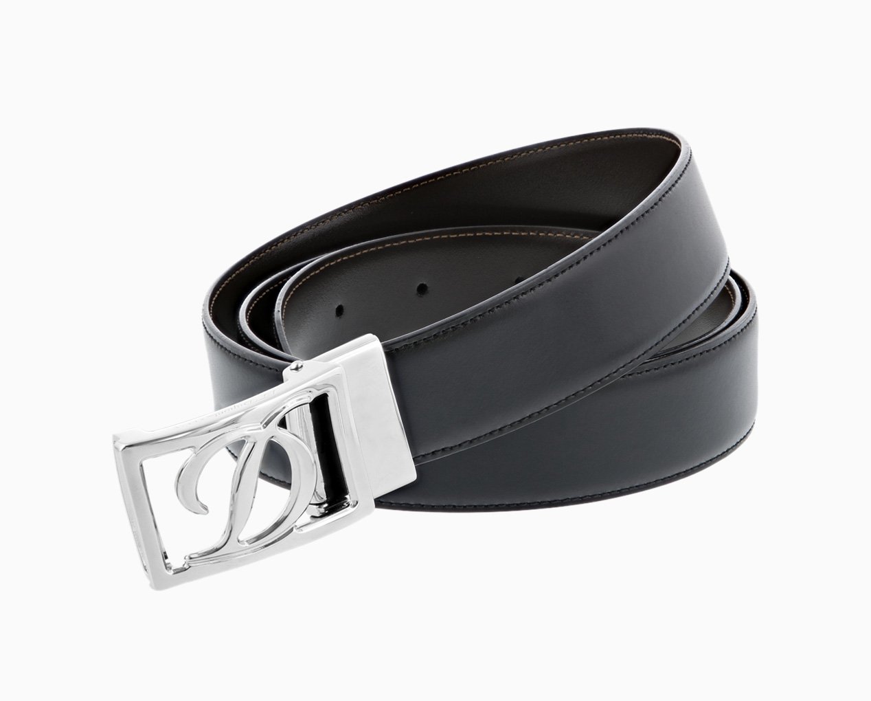 S.T. DUPONT LINE D SYSTEM AUTO LOCKING LEATHER BLACK 35 MM 9801140 BELT 9801140