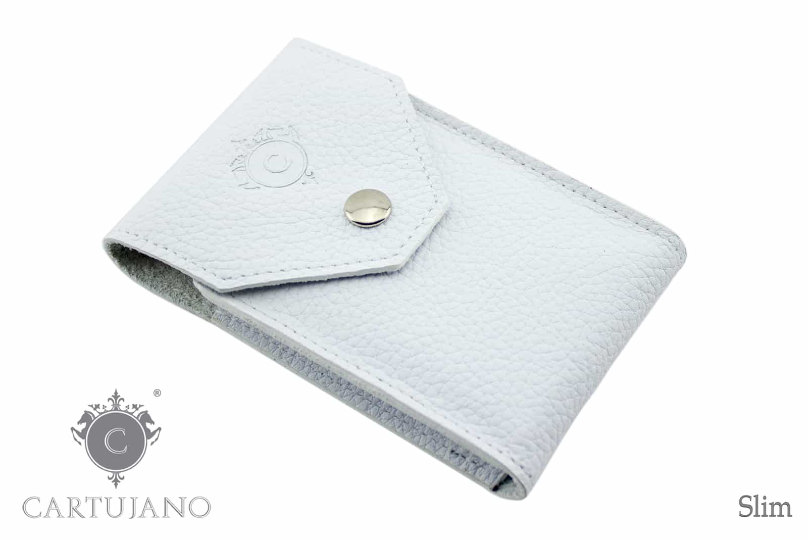 PORTAPACCHETTO SIGARETTE LUNGHE SLIM CARTUJANO PELLE MARTELLATA BIANCA CJSLS-PMBI