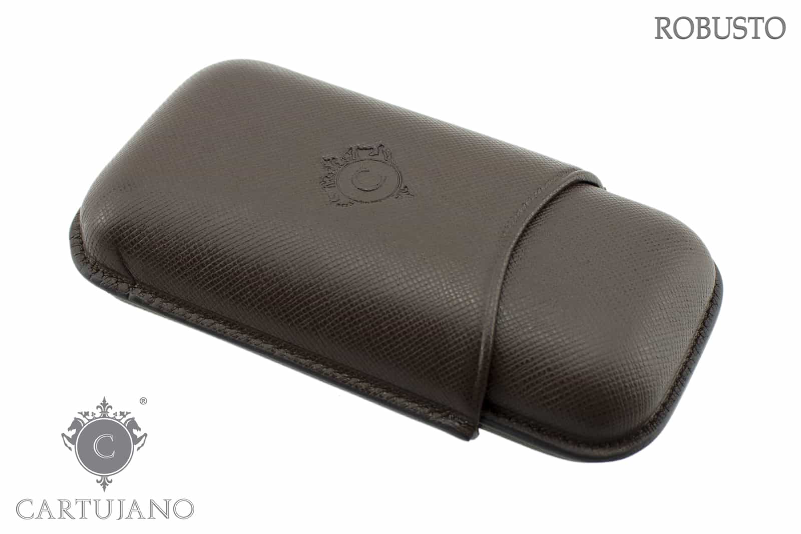 PORTASIGARI CARTUJANO PER DUE SIGARI ROBUSTO PELLE SAFFIANO TESTA DI MORO CJ2RO-PSTM