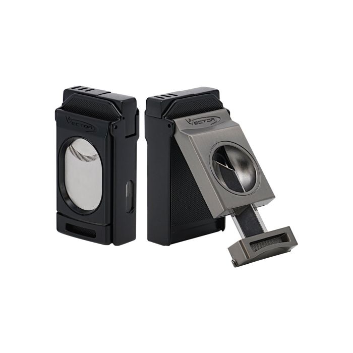 ACCENDINO PER SIGARI VECTOR SWITCH DUE FIAMME CON TAGLIASIGARI 04 NERO OPACO TK00SW0004