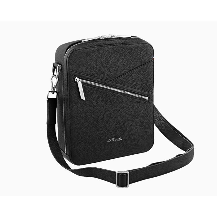S.T. DUPONT CIGAR BLACK GRAINED LEATHER SHOULDER BAG 141003