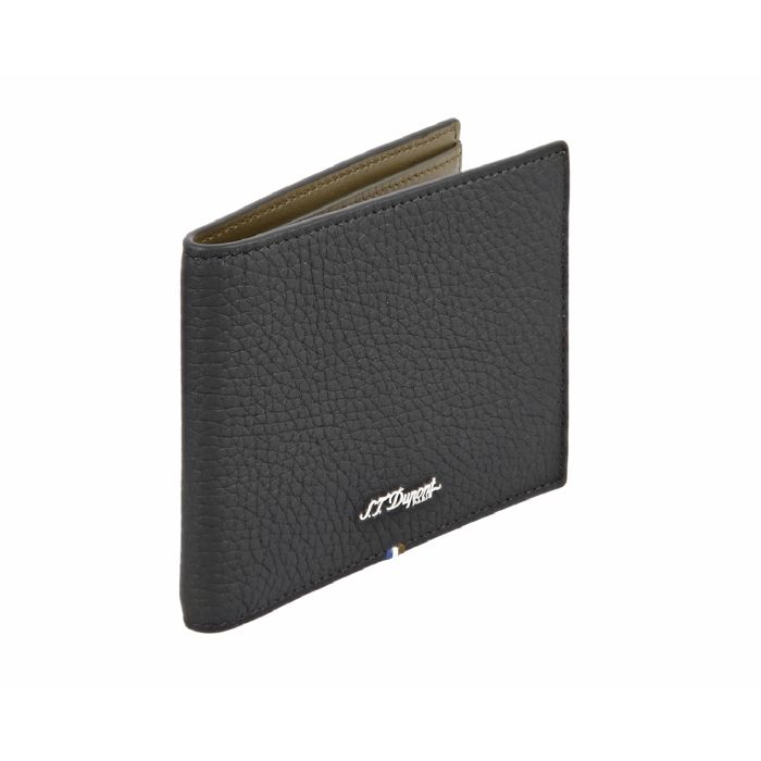 PORTAFOGLIO S.T. DUPONT NEO CAPSULE PELLE MARTELLATA VERDE MILITARE/NERO 6 CARTE DI CREDITO 180442