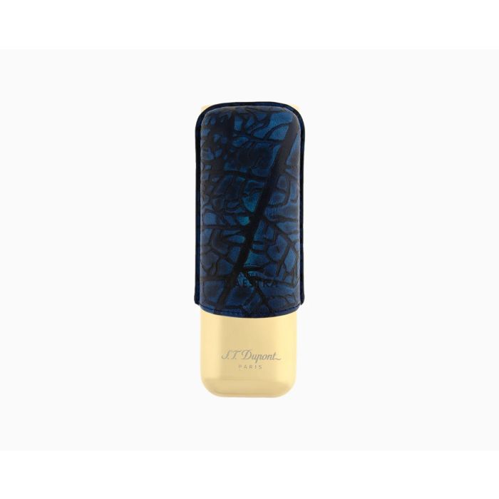 S.T. DUPONT PARTAGÁS LÍNEA MAESTRA BLUE / YELLOW GOLD LIMITED EDITION FOR TWO CIGARS CIGAR CASE 183295