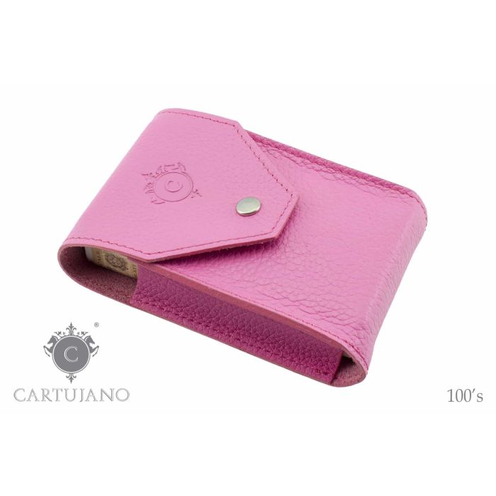 PORTAPACCHETTO SIGARETTE LUNGHE 100'S CARTUJANO PELLE MARTELLATA ROSA CJ100S-PMRT
