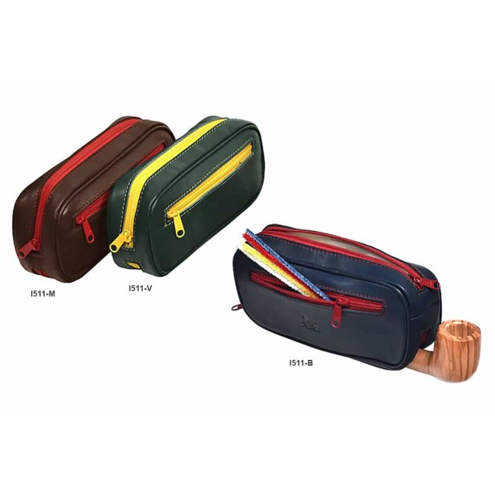 BORSELLO PORTA PIPA E TABACCO MINI TROUSSE LUBINSKI COLORATO ZIP I511