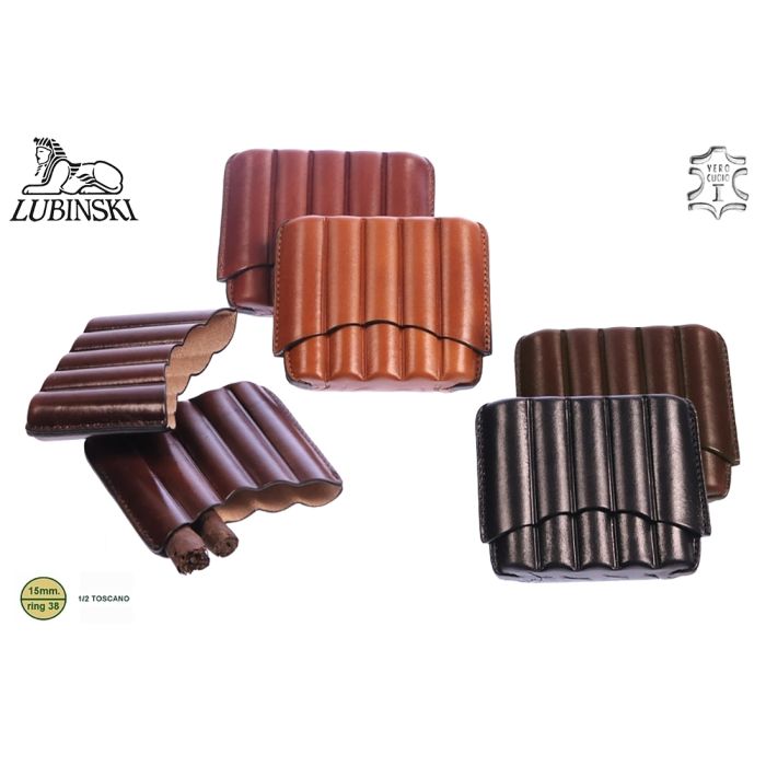 PORTASIGARI LUBINSKI ASTUCCIO IN CUOIO PER 5 MEZZI SIGARI TOSCANI TOSCANELLO M50885