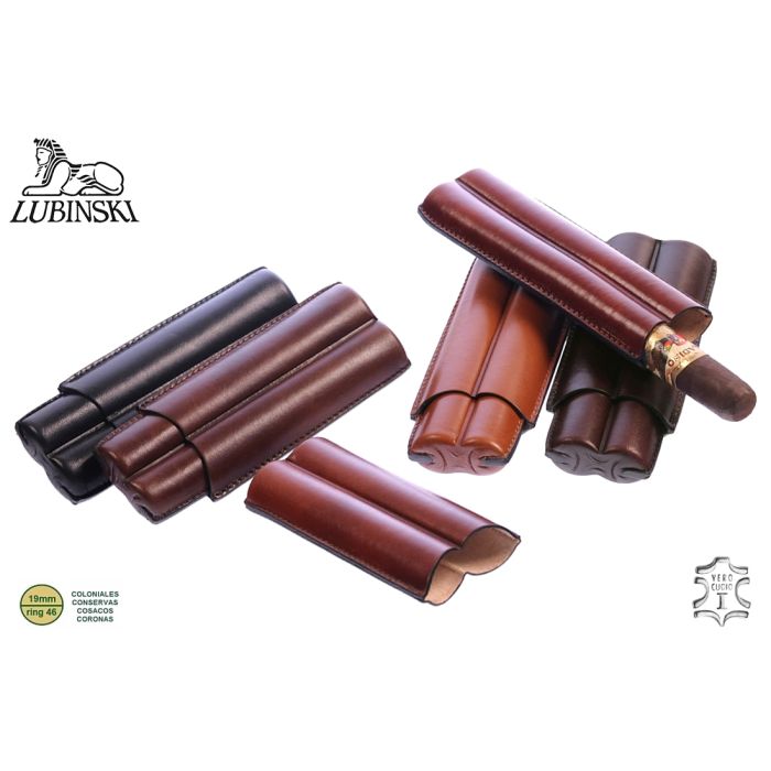 PORTASIGARI LUBINSKI SAGOMATO IN CUOIO DA TASCA PER 2 SIGARI CORONA M91482