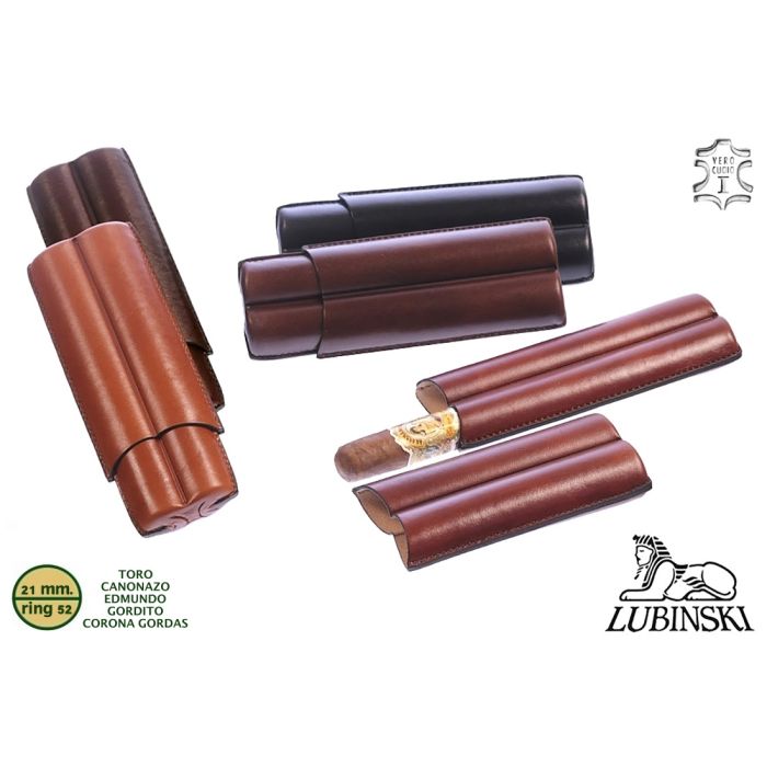 PORTASIGARI LUBINSKI SAGOMATO IN CUOIO DA TASCA PER 2 SIGARI TORO MA1582