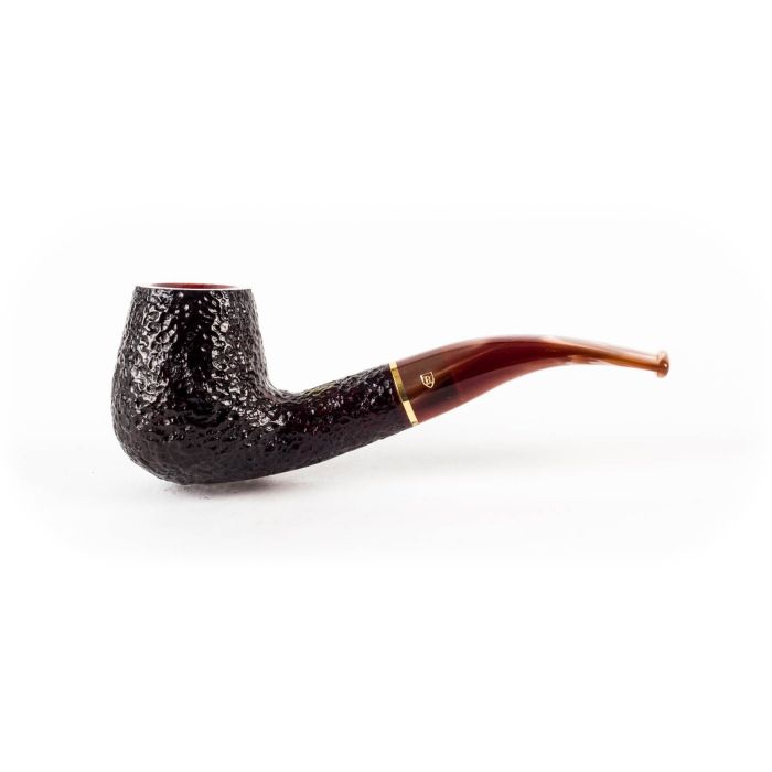 SAVINELLI ROMA LUCITE 628 BENT BRANDY RUSTICATED PIPE P104RL-628