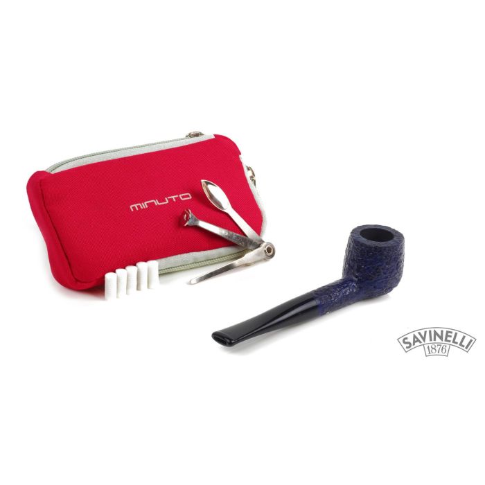 SAVINELLI MINUTO 109 STRAIGHT RUSTICATED BLUE P249ZBL-109