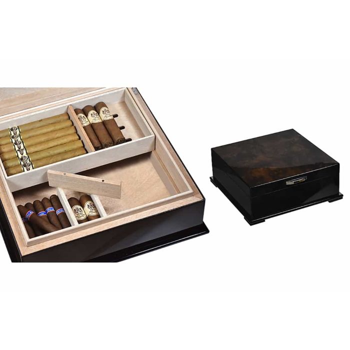 SCATOLA HUMIDOR PORTASIGARI UMIDIFICATORE 80 SIGARI LUBINSKI RADICA NOCE  Q2652BVN