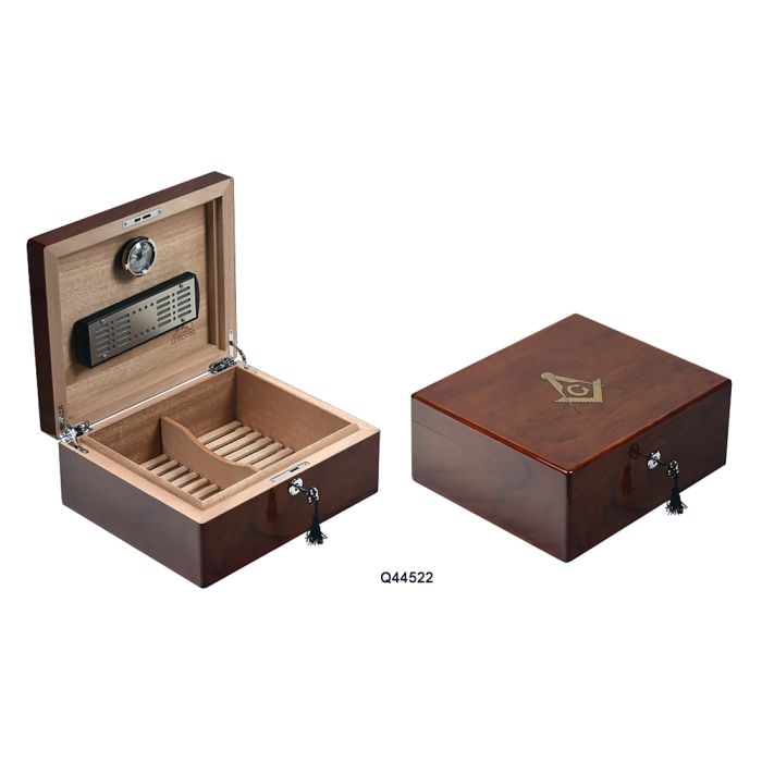 SCATOLA HUMIDOR PORTASIGARI LUBINSKI PER 50 SIGARI COMPASSO LEGNO DI ROSA LUCIDO Q44522