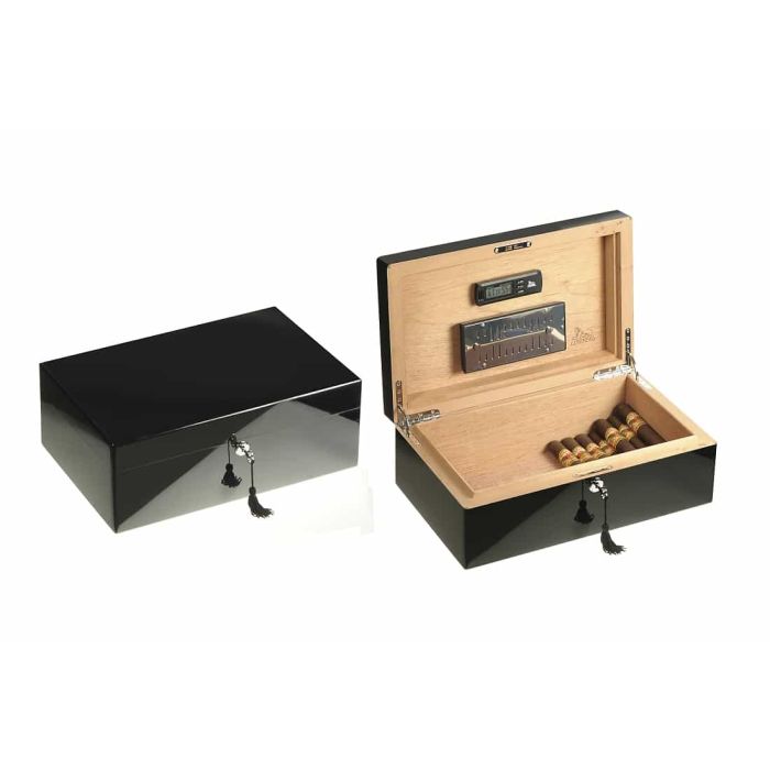 SCATOLA PORTASIGARI LUBINSKI LEGNO CEDRO LACCATO NERO LUCIDO 120 SIGARI Q44600 Q44600