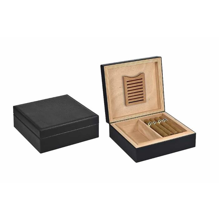 SCATOLA HUMIDOR PORTASIGARI UMIDIFICATORE LUBINSKI 40 SIGARI NOCE RIVESTITO IN VERA PELLE Q61PN040
