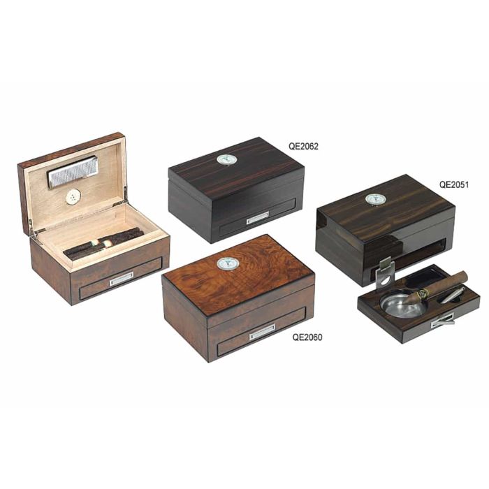 SCATOLA HUMIDOR PORTASIGARI 20 TOSCANI UMIDIFICATORE LEGNO E ACCESSORI QE2051-QE2060-QE2062