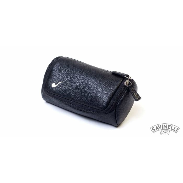 BORSA PORTAPIPA SAVINELLI IN PELLE 2 PIPE E ACCESSORI NERO T671-NERO