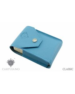 PORTAPACCHETTO SIGARETTE CLASSICHE CARTUJANO PELLE MARTELLATA AZZURRA CJ1PCS-PMAZ
