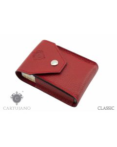 PORTAPACCHETTO SIGARETTE CLASSICHE CARTUJANO PELLE MARTELLATA ROSSA CJ1PCS-PMRO