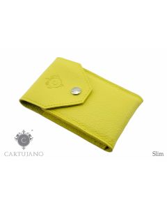 PORTAPACCHETTO SIGARETTE LUNGHE SLIM CARTUJANO PELLE MARTELLATA GIALLA CJSLS-PMGI