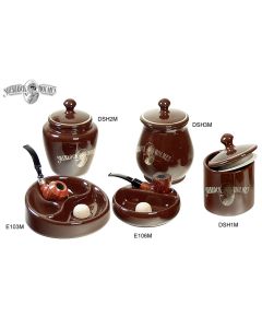 VASO PORTATABACCO BATTIPIPA POGGIA PIPA POSACENERE LUBINSKI SHERLOCK HOLMES CERAMICA MARRONE DSH1M-DSH2M-DSH3M-E103M-E106M