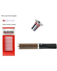 BOCCHINO DENICOTEA TWIN EBANO A RIGHE PER SIGARETTA CLASSICA E SLIM + 10 FILTRI HD056