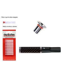 BOCCHINO DENICOTEA TWIN FIBRA DI CARBONIO PER SIGARETTA CLASSICA E SLIM + 10 FILTRI HD053