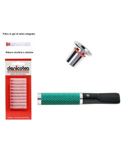 BOCCHINO DENICOTEA TWIN FIBRA DI CARBONIO VERDE PER SIGARETTA CLASSICA E SLIM + 10 FILTRI HD055