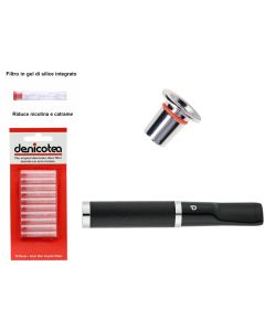 BOCCHINO DENICOTEA TWIN PELLE NERA PER SIGARETTA CLASSICA E SLIM + 10 FILTRI HD052