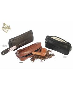 BORSELLO PORTA PIPA E TABACCO LUBINSKI CON TASCHINO ACCESSORI IN NAPPA I703