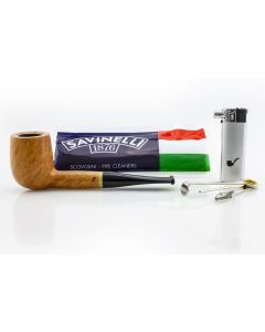 PIPA SAVINELLI PRIMO FUMO 111 KS BILLIARD DRITTA LISCIA CON FILTRO E KIT ACCESSORI P288-111-KIT