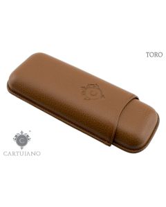 PORTASIGARI CARTUJANO PER DUE SIGARI TORO PELLE MARTELLATA MARRONE CHIARO CJ2TO-PMMA