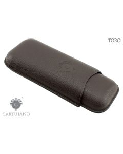PORTASIGARI CARTUJANO PER DUE SIGARI TORO PELLE MARTELLATA MARRONE SCURO CJ2TO-PMTM