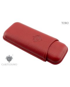 PORTASIGARI CARTUJANO PER DUE SIGARI TORO PELLE MARTELLATA ROSSA CJ2TO-PMRO