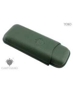 PORTASIGARI CARTUJANO PER DUE SIGARI TORO PELLE MARTELLATA VERDE CJ2TO-PMVE