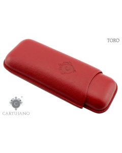 PORTASIGARI CARTUJANO PER DUE SIGARI TORO PELLE SAFFIANO ROSSO CJ2TO-PSRO