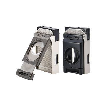 ACCENDINO PER SIGARI VECTOR SWITCH DUE FIAMME CON TAGLIASIGARI 01 NICKEL SATINATO TK00SW0001