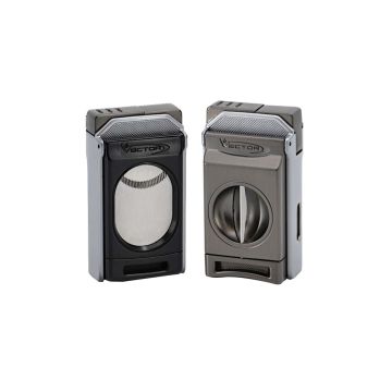 ACCENDINO PER SIGARI VECTOR SWITCH DUE FIAMME CON TAGLIASIGARI 1C CROMO SATINATO TK00SW001C