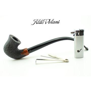 PIPA ALDO VELANI CHURCHWARDEN SABBIATA NERA CALABASH FILTRO 9 MM PAVCW21-RN01