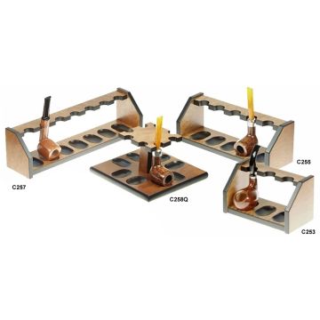 POGGIA E PORTA PIPE RASTRELLIERA DA TAVOLO IN LEGNO MOGANO POMELE' C25