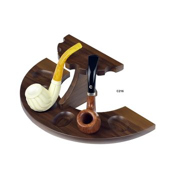 POGGIA PIPA PORTA PIPE LUBINSKI MEZZALUNA PER 6 PIPE LEGNO MASSELLO DI NOCE C216