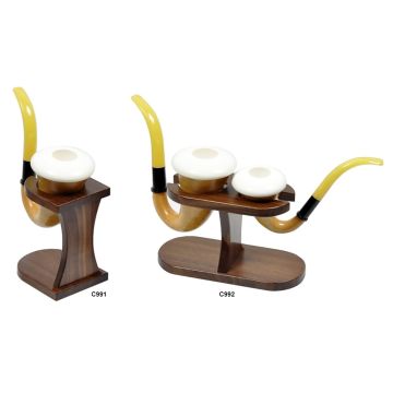 POGGIA PIPA LUBINSKI CALABASH SINGOLO DOPPIO LEGNO DI NOCE C991-C992 C991-C992