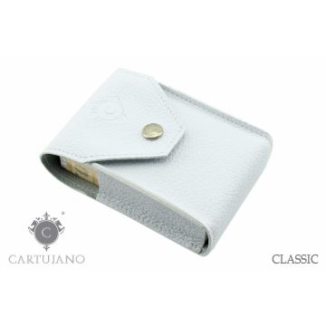 PORTAPACCHETTO SIGARETTE CLASSICHE CARTUJANO PELLE MARTELLATA BIANCA CJ1PCS-PMBI